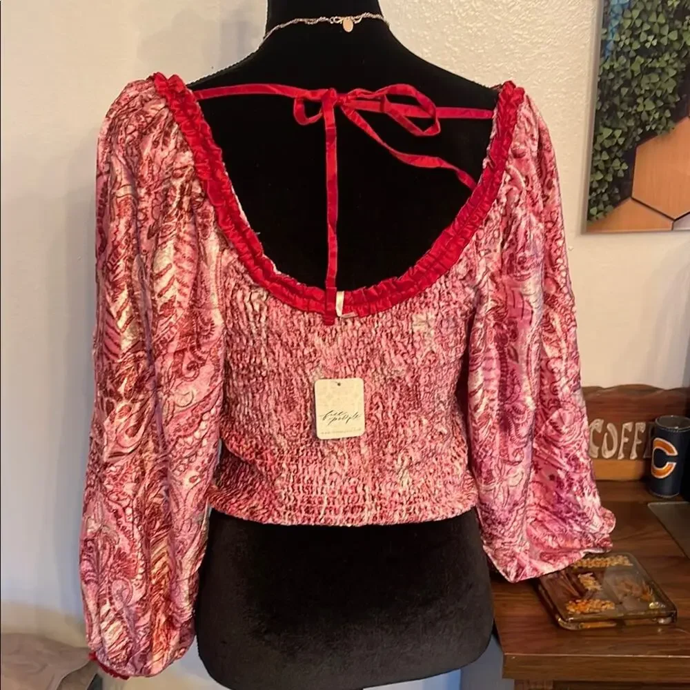 NWT Free  People Dare Me Velvet Blouse Women’s Large
